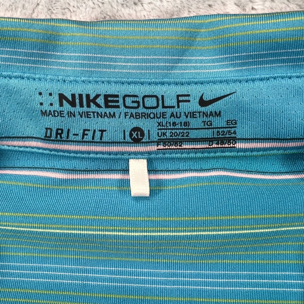 Nike Golf Pebble Beach Dri-FIT Polo Shirt Womens XL Teal Striped 358933-497 - Picture 5 of 10